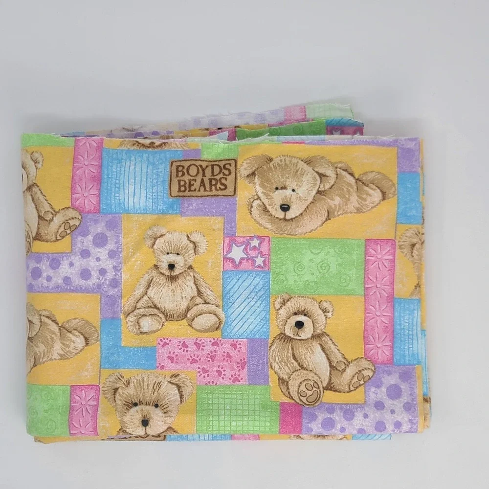 BOYDS BEARS Pastel Fun Flannel Fabric 1⅓+ YARD Remnant Teddy Bear Nursery